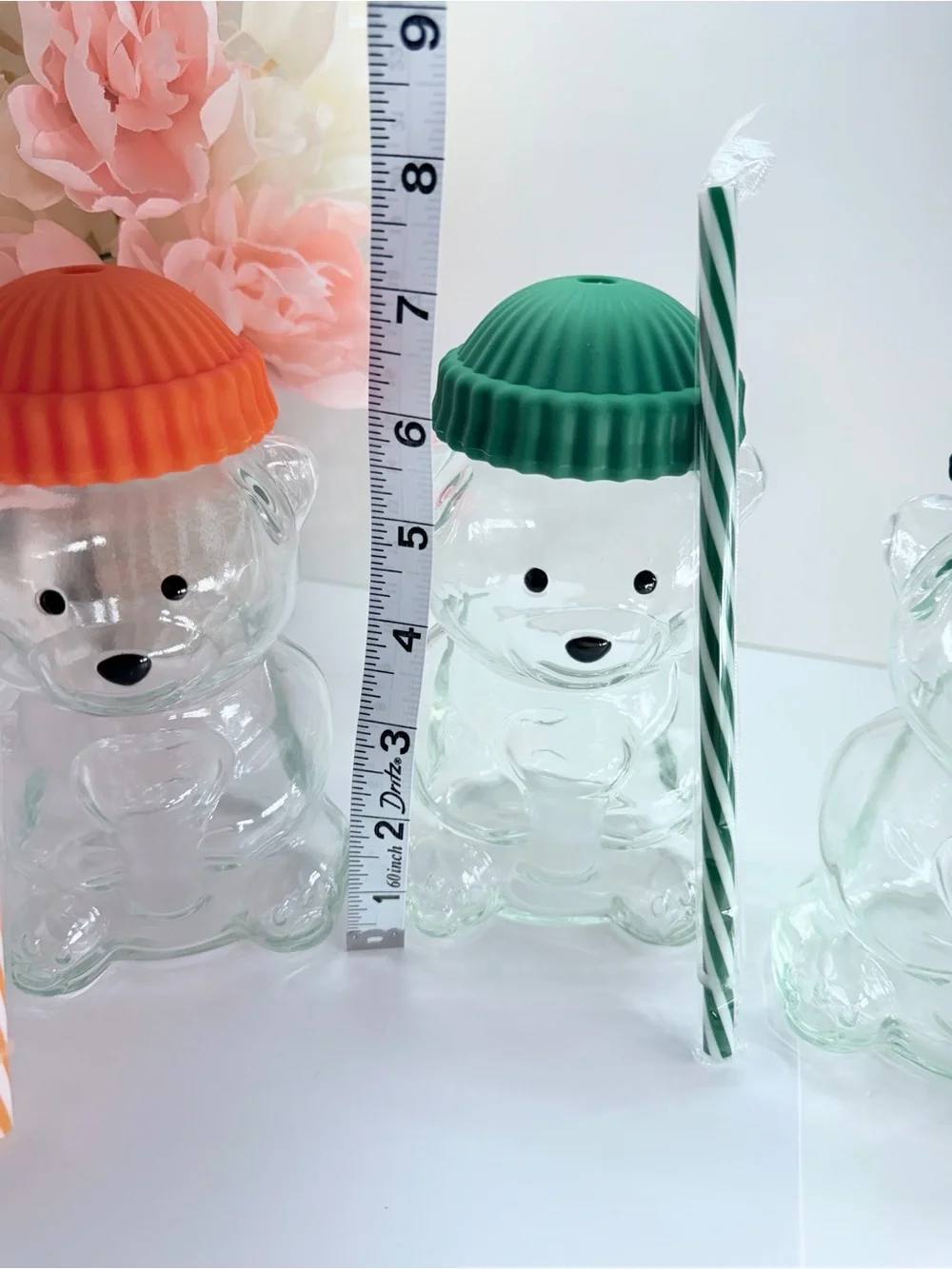 Green-Top Clear Bear Drink Cup with Straw - Party Supply